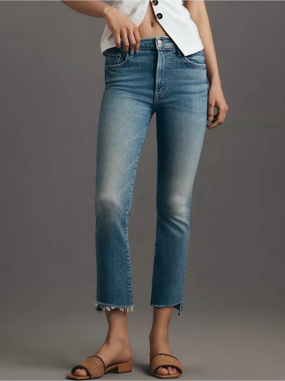MOTHER The Insider Crop Step Fray Monkey In The Middle Jeans NWT 28